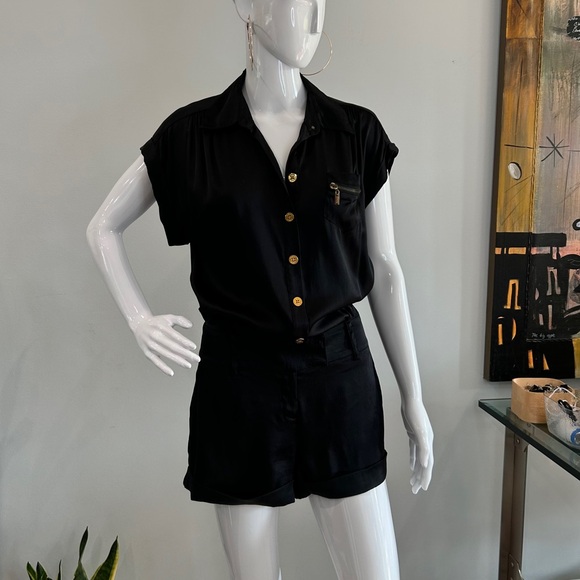 Marciano Black Stretch Silk Romper - Picture 7 of 13